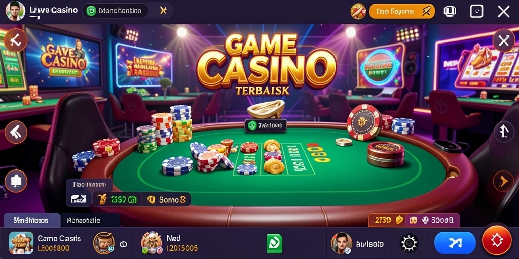 Screenshot gameplay Live Casino menampilkan dealer dan permainan yang menarik.