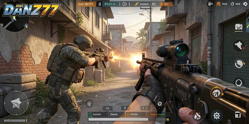 Tampak gameplay seru dan menegangkan di <strong>DAN777</strong>, dengan aksi tembak-menembak intens.