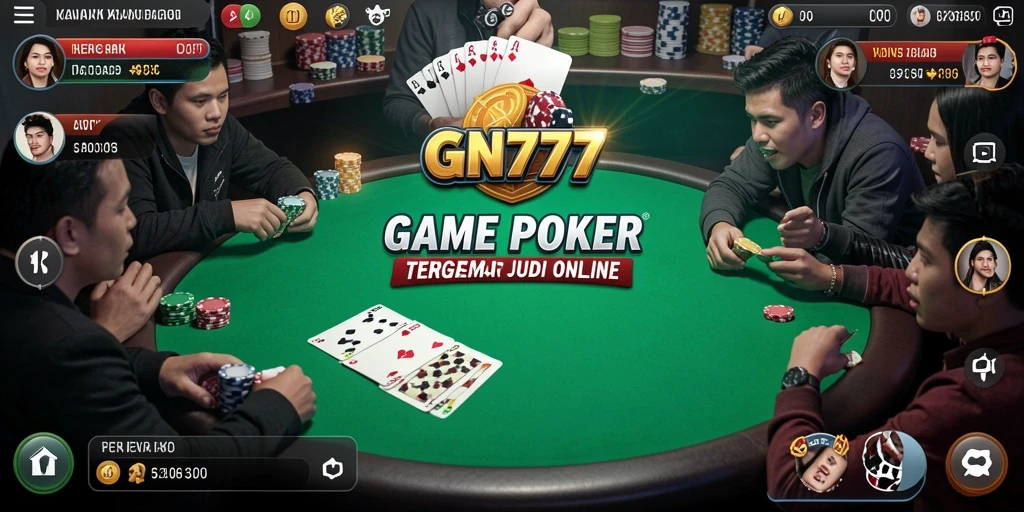 Tangkapan layar gameplay Poker di GN777 menampilkan momen mendebarkan.