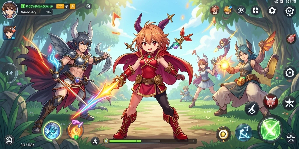 Tangkapan layar gameplay HR89 yang menampilkan pertarungan karakter anime.