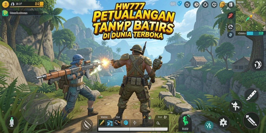 Tampilan gameplay HW777 di dunia terbuka yang luas dan bervariasi.