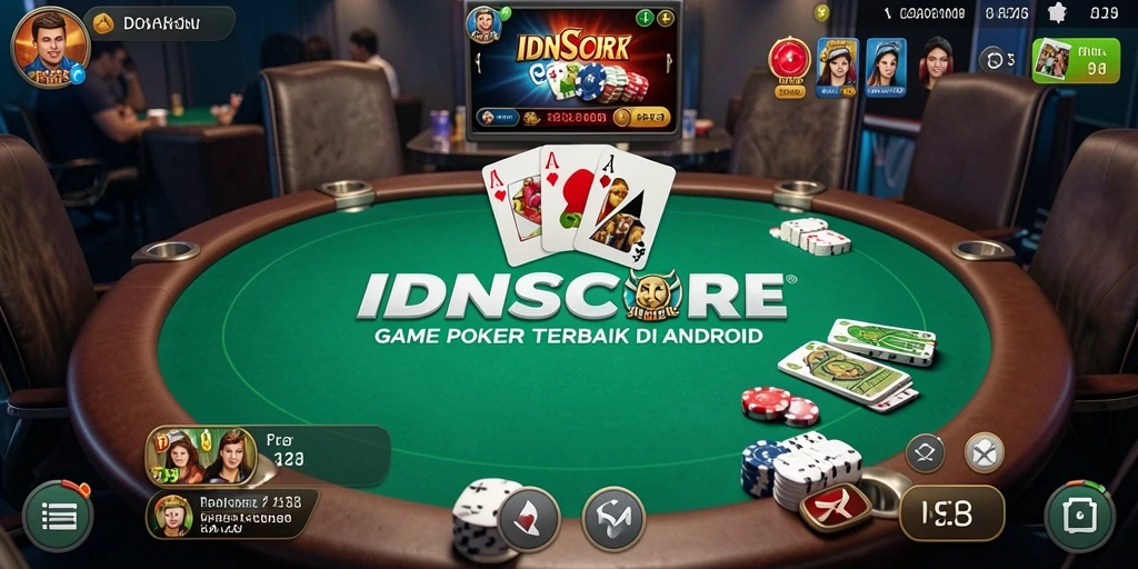 Tampilan gameplay mendebarkan dalam aplikasi IDNSCORE poker.