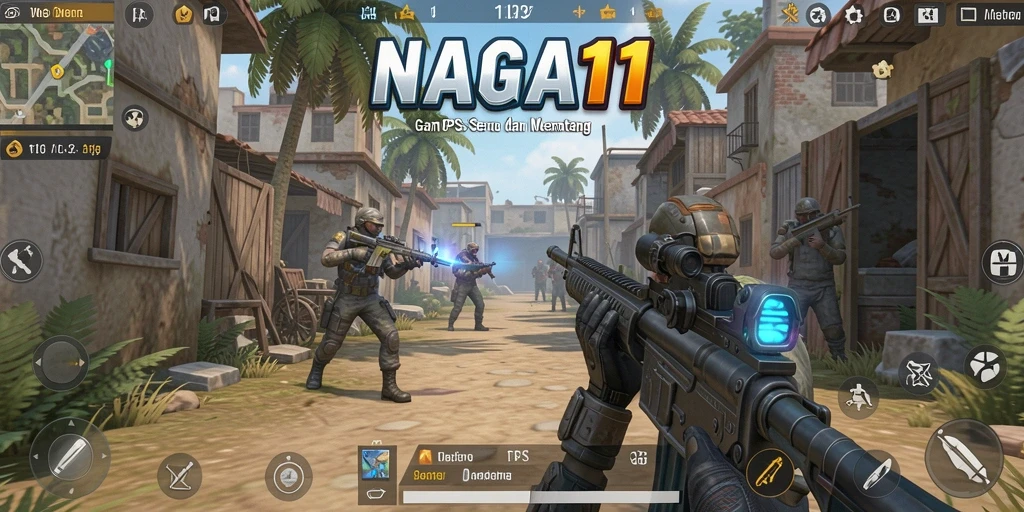 Tampilan gameplay seru dalam NAGA11 dengan aksi tembak-menembak yang intens.