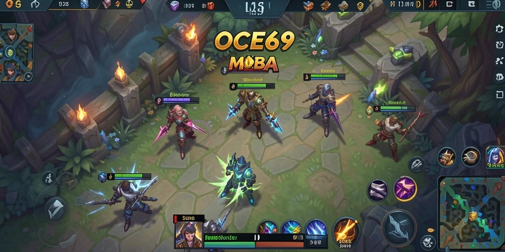 Screenshot OCE69 menampilkan aksi gameplay MOBA yang mendebarkan.