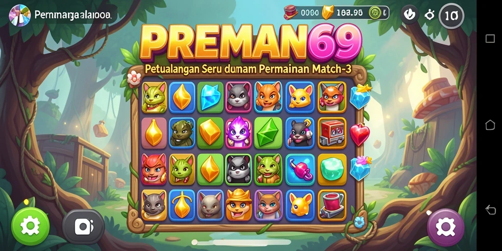 Screenshot PREMAN69 menampilkan gameplay menarik dari aksi Match-3.