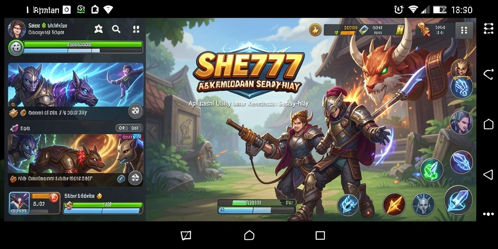 Screenshot utama <strong>SHE777</strong> menampilkan antarmuka aplikasi Utility yang menarik dan fungsional.
