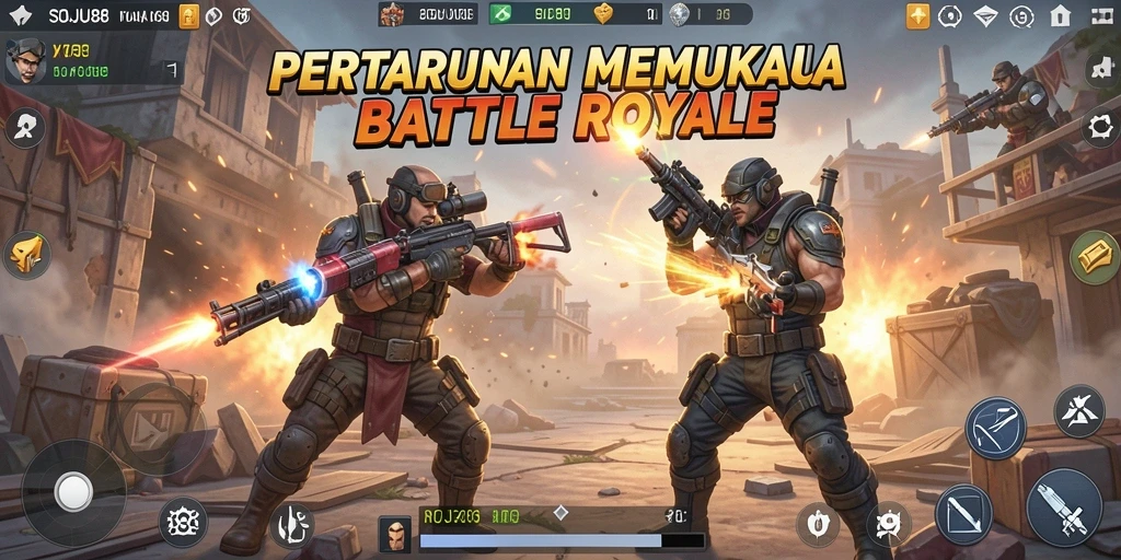 Screenshot gameplay Battle Royale yang mendebarkan di SOJU88.