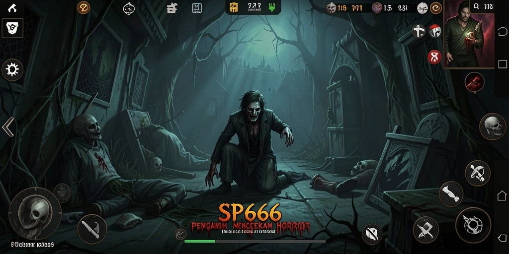 Tangkapan layar utama SP666 yang menunjukkan atmosfera menakutkan dan gameplay yang intens.