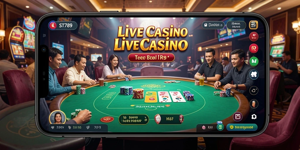 Tangkapan layar gameplay Live Casino di ST789 yang mendebarkan.