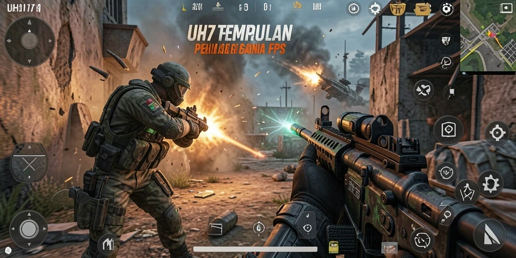 Tangkapan layar UH77 yang memperlihatkan aksi menegangkan dalam pertarungan FPS.
